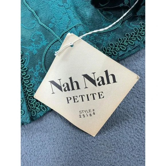 Nah Nah Jacket Womens 8P Green Floral Brocade Button Front Petite Formal - Picture 4 of 10